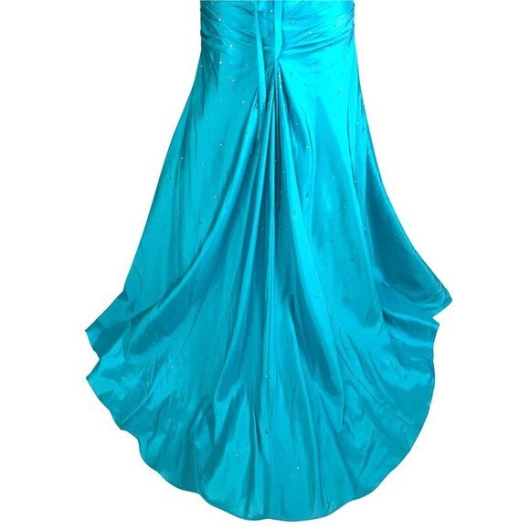 Mori Lee Strapless Ball Gown 3/4 Blue Sweetheart Neckline Sparkly Mermaid Corset - Picture 7 of 15